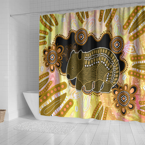 Australia Opal Wombat Shower Curtain Aussie Aboriginal Art