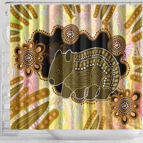 Australia Opal Wombat Shower Curtain Aussie Aboriginal Art