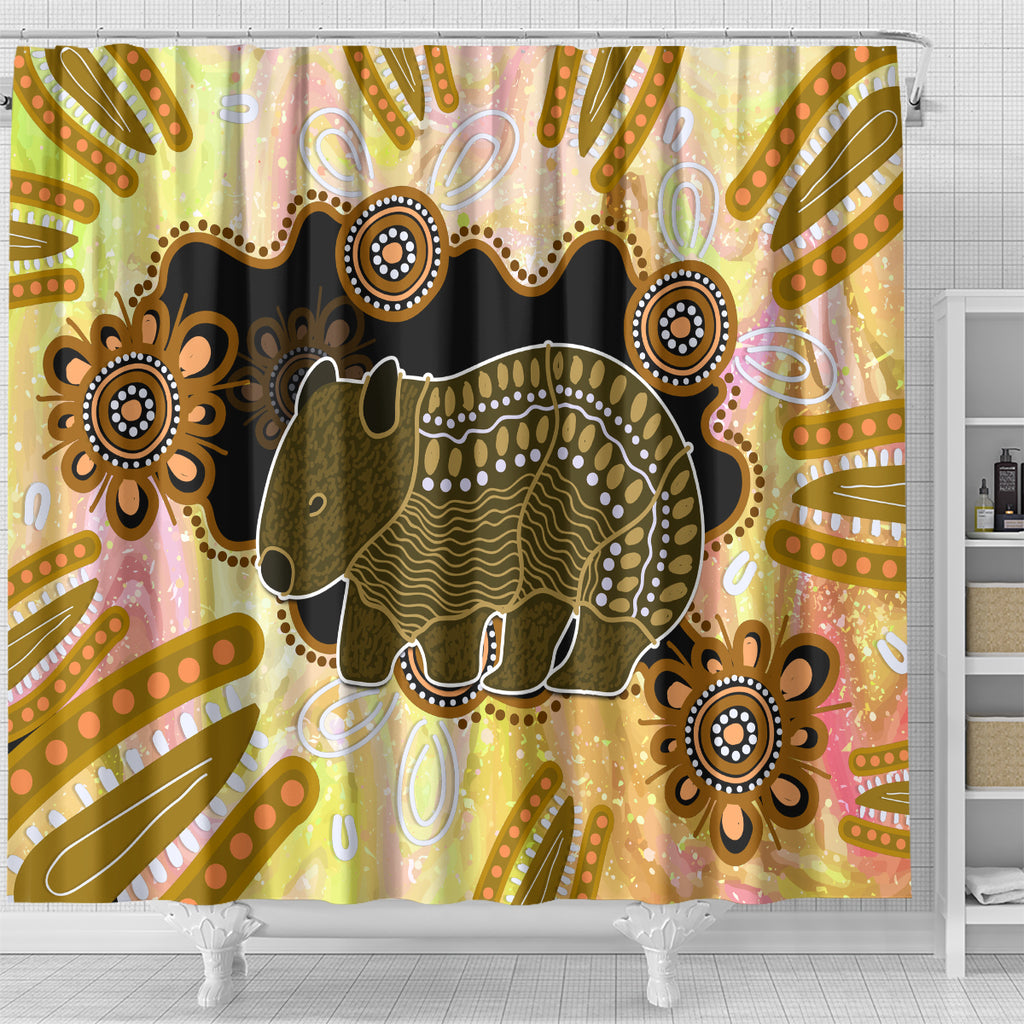 Australia Opal Wombat Shower Curtain Aussie Aboriginal Art