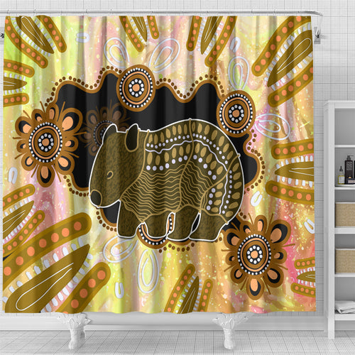 Australia Opal Wombat Shower Curtain Aussie Aboriginal Art