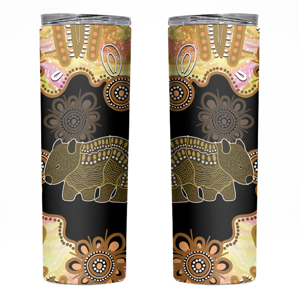 Australia Opal Wombat Skinny Tumbler Aussie Aboriginal Art
