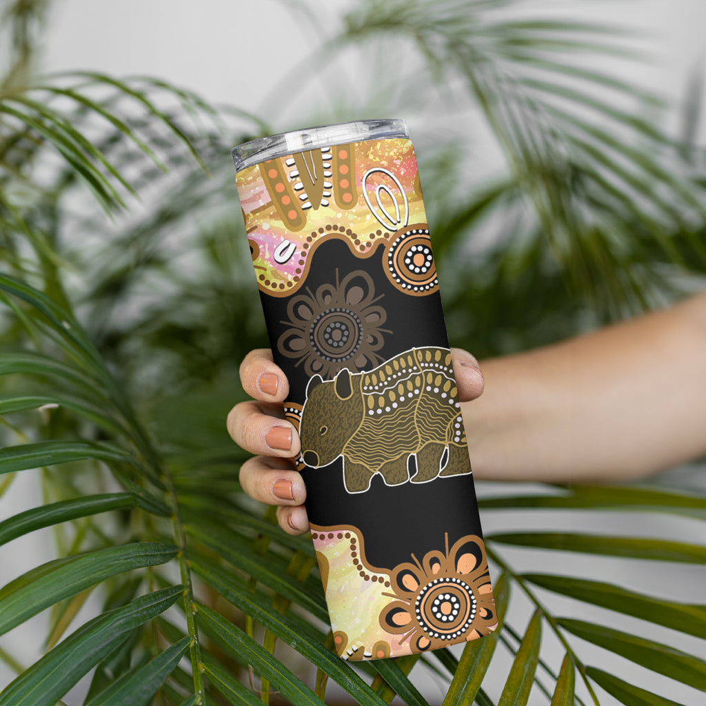 Australia Opal Wombat Skinny Tumbler Aussie Aboriginal Art