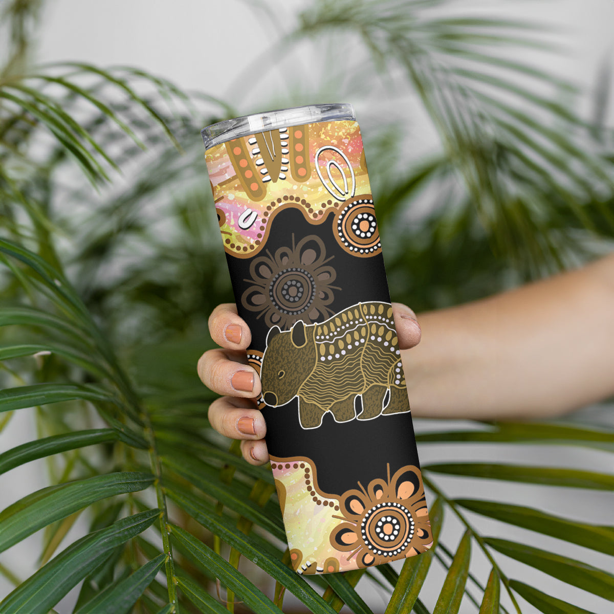 Australia Opal Wombat Skinny Tumbler Aussie Aboriginal Art