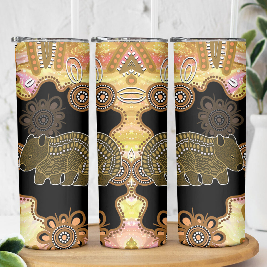 Australia Opal Wombat Skinny Tumbler Aussie Aboriginal Art