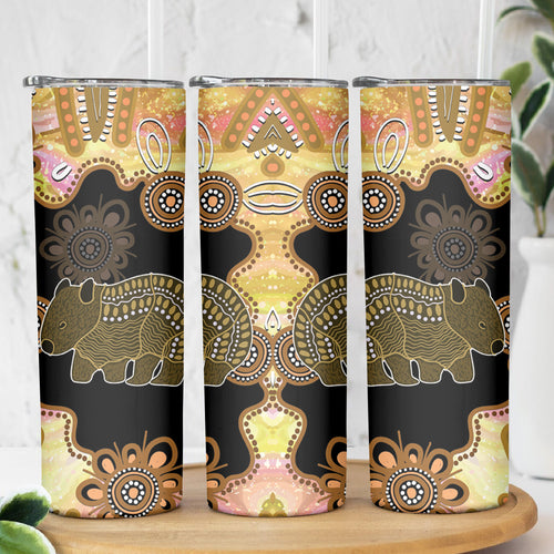 Australia Opal Wombat Skinny Tumbler Aussie Aboriginal Art