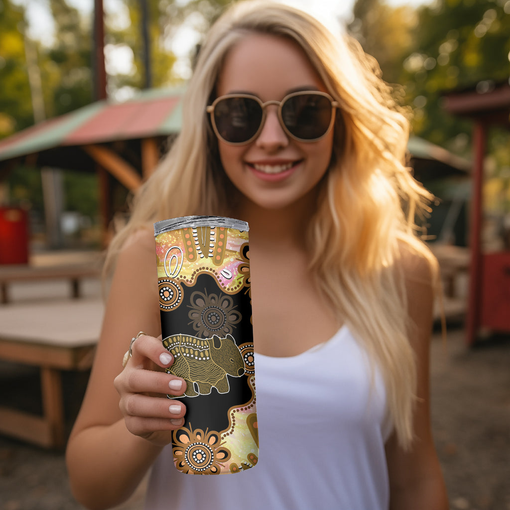 Australia Opal Wombat Skinny Tumbler Aussie Aboriginal Art