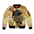 Australia Opal Wombat Sleeve Zip Bomber Jacket Aussie Aboriginal Art