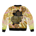 Australia Opal Wombat Sleeve Zip Bomber Jacket Aussie Aboriginal Art