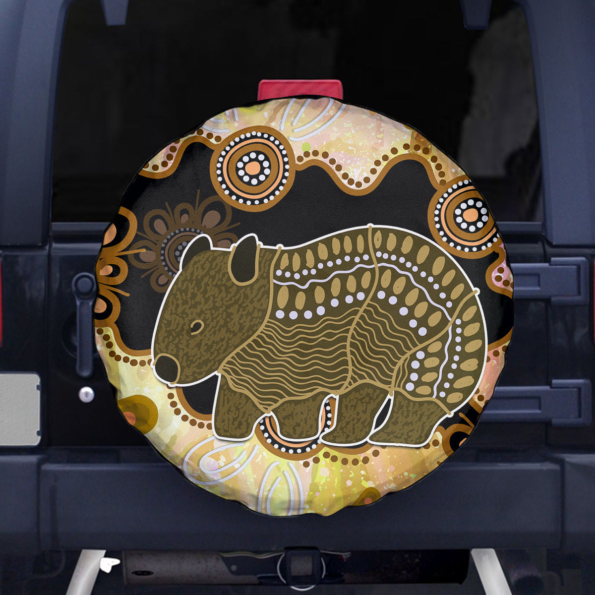 Australia Opal Wombat Spare Tire Cover Aussie Aboriginal Art