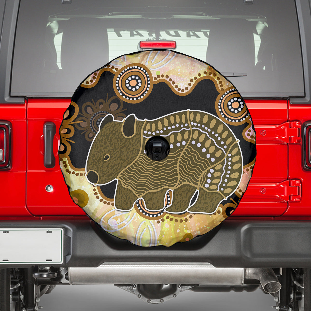 Australia Opal Wombat Spare Tire Cover Aussie Aboriginal Art
