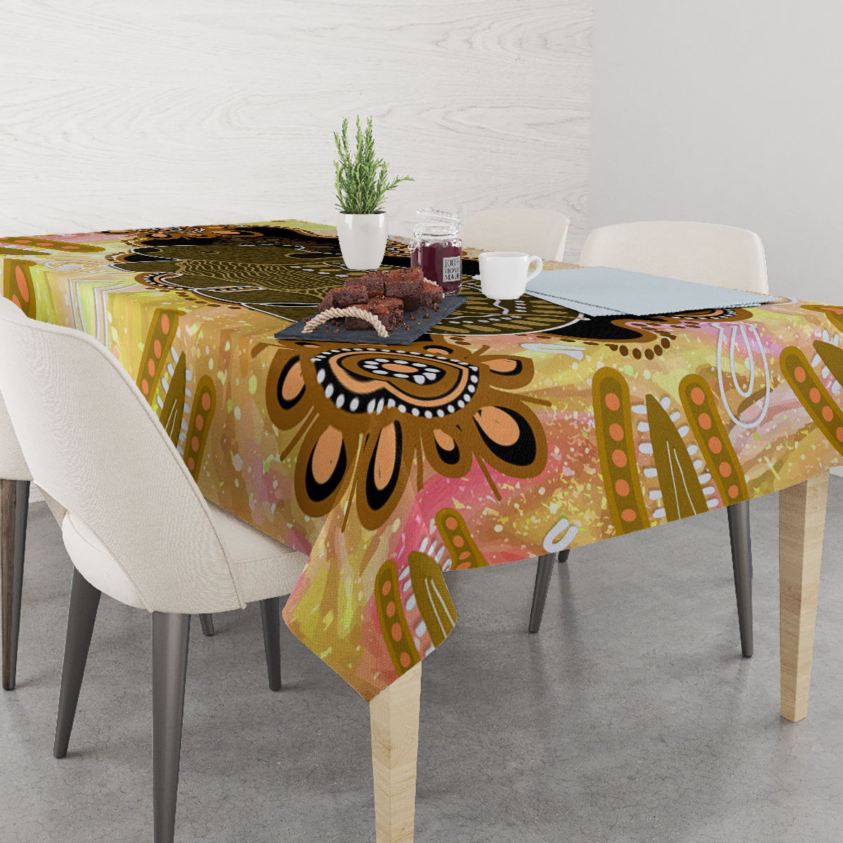 Australia Opal Wombat Tablecloth Aussie Aboriginal Art