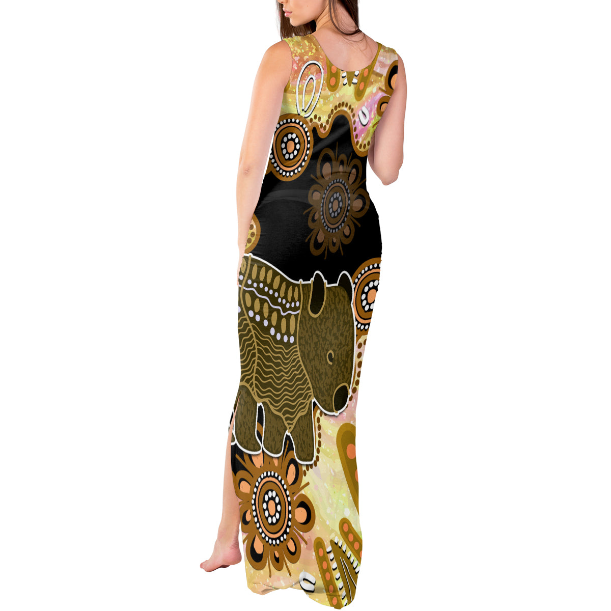 Australia Opal Wombat Tank Maxi Dress Aussie Aboriginal Art