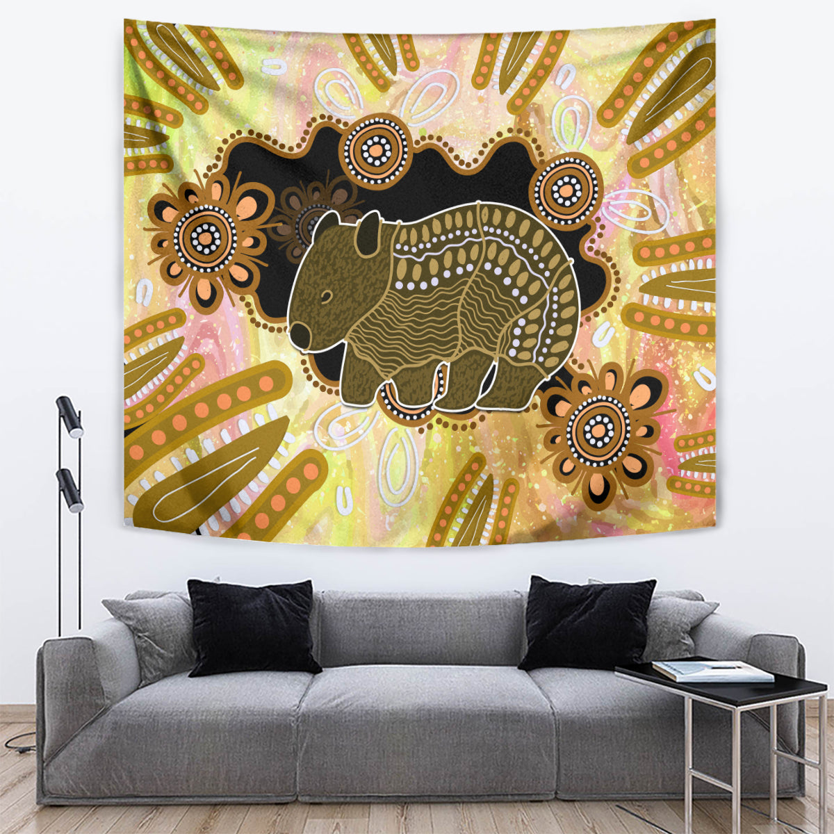 Australia Opal Wombat Tapestry Aussie Aboriginal Art