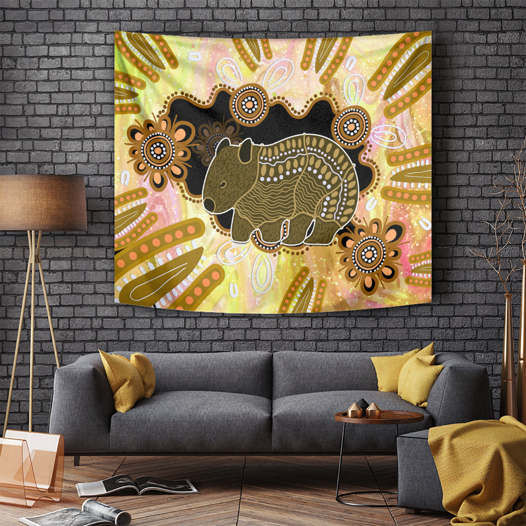 Australia Opal Wombat Tapestry Aussie Aboriginal Art