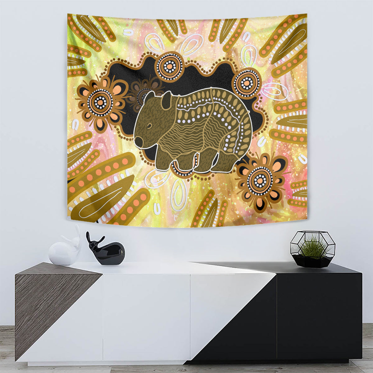 Australia Opal Wombat Tapestry Aussie Aboriginal Art