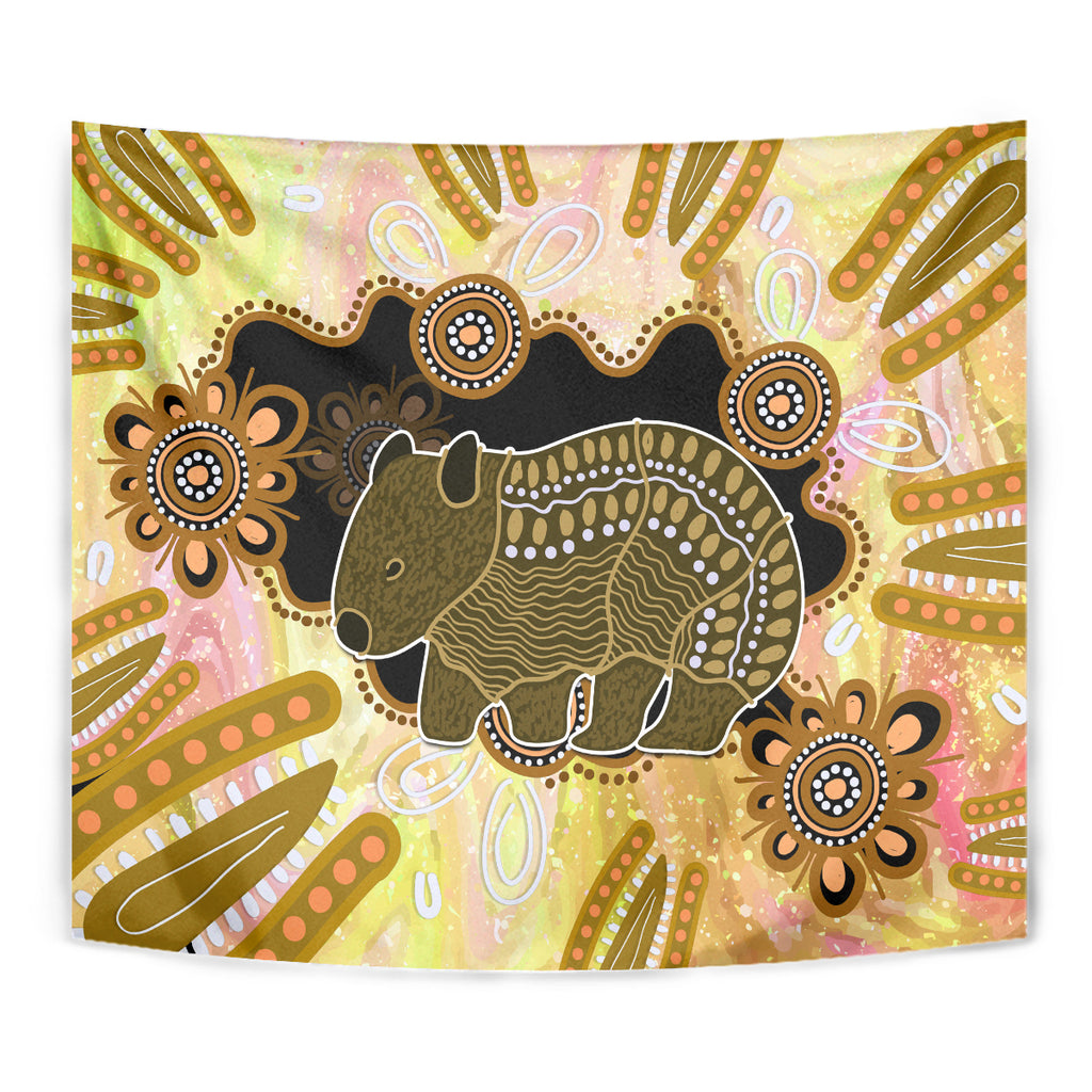 Australia Opal Wombat Tapestry Aussie Aboriginal Art