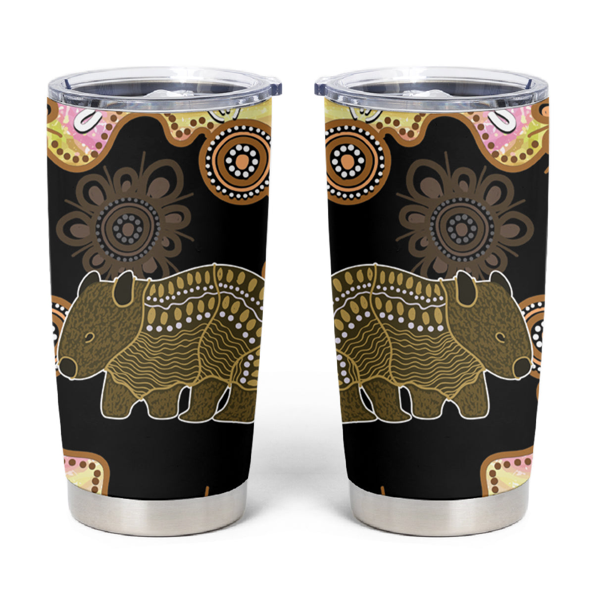 Australia Opal Wombat Tumbler Cup Aussie Aboriginal Art
