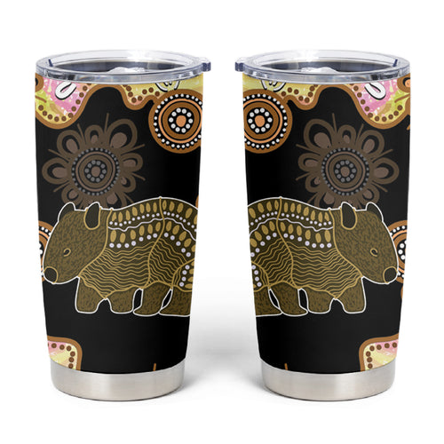 Australia Opal Wombat Tumbler Cup Aussie Aboriginal Art