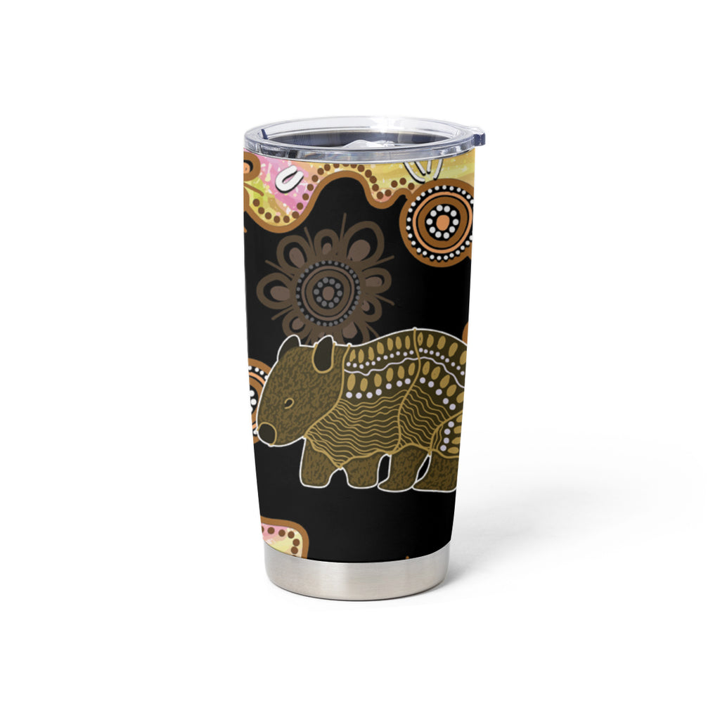 Australia Opal Wombat Tumbler Cup Aussie Aboriginal Art