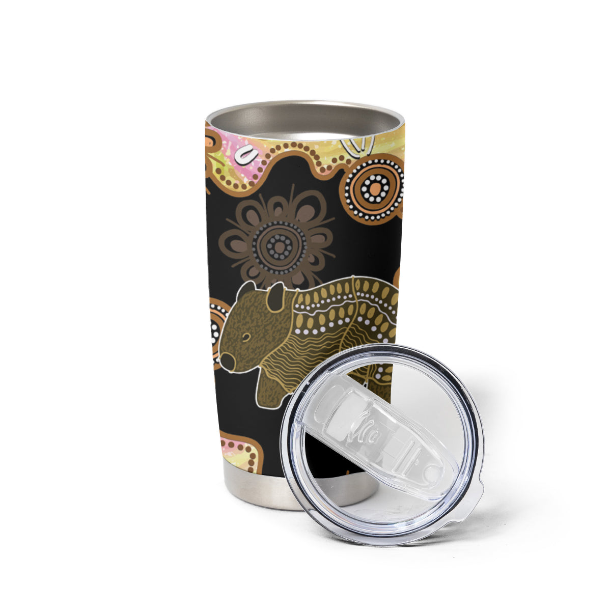 Australia Opal Wombat Tumbler Cup Aussie Aboriginal Art