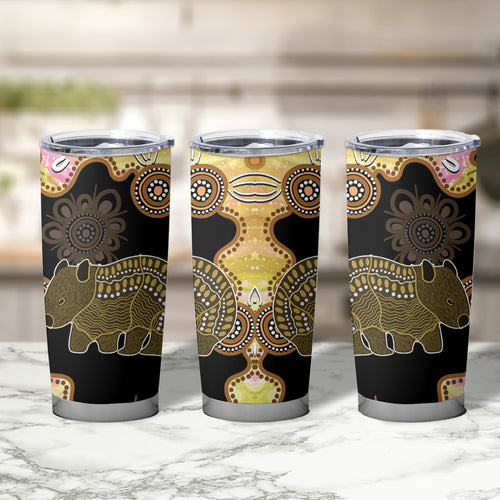 Australia Opal Wombat Tumbler Cup Aussie Aboriginal Art