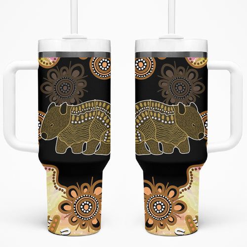 Australia Opal Wombat Tumbler With Handle Aussie Aboriginal Art