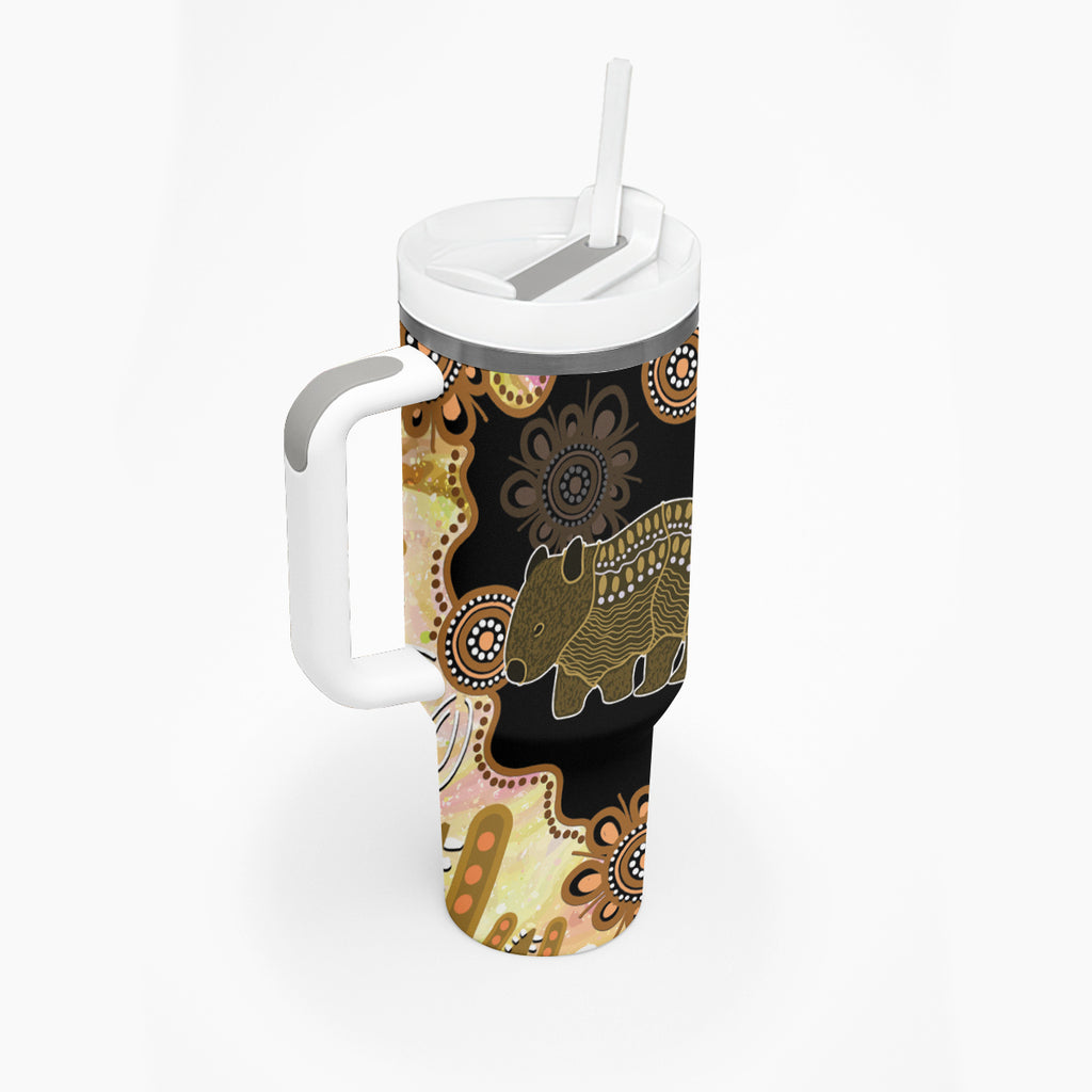 Australia Opal Wombat Tumbler With Handle Aussie Aboriginal Art