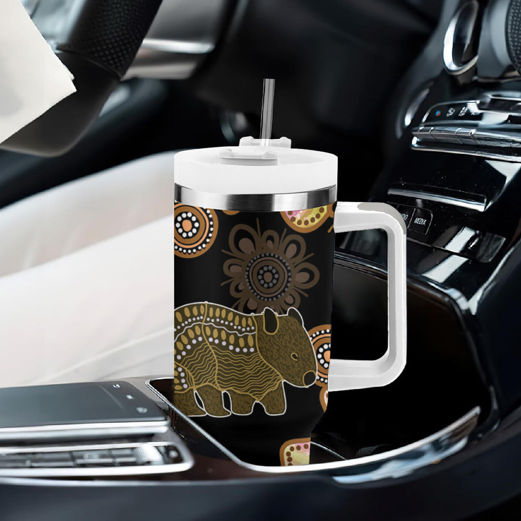 Australia Opal Wombat Tumbler With Handle Aussie Aboriginal Art