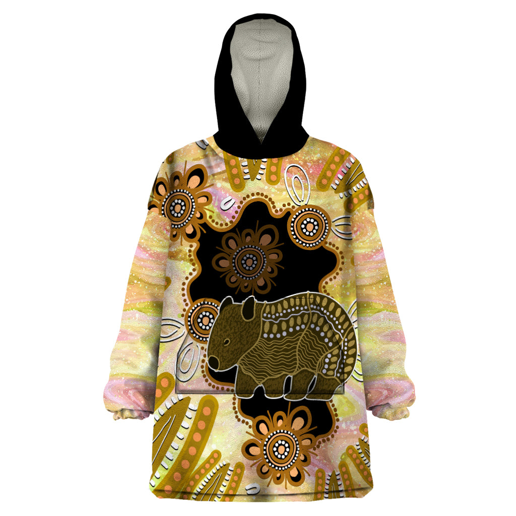 Australia Opal Wombat Wearable Blanket Hoodie Aussie Aboriginal Art