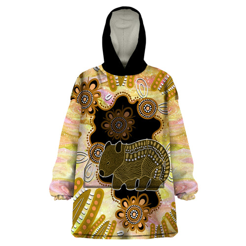 Australia Opal Wombat Wearable Blanket Hoodie Aussie Aboriginal Art