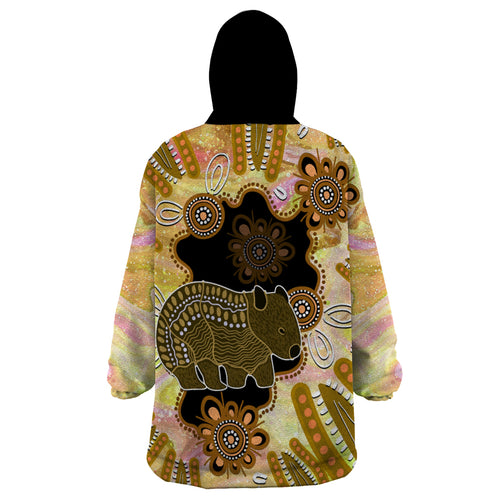 Australia Opal Wombat Wearable Blanket Hoodie Aussie Aboriginal Art