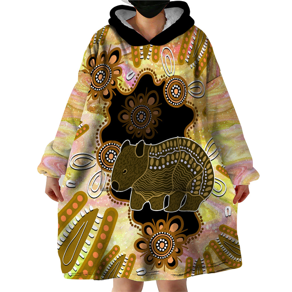 Australia Opal Wombat Wearable Blanket Hoodie Aussie Aboriginal Art