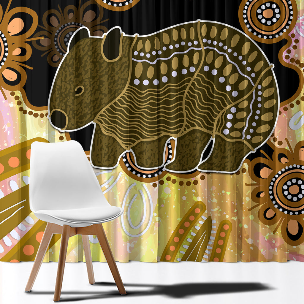 Australia Opal Wombat Window Curtain Aussie Aboriginal Art