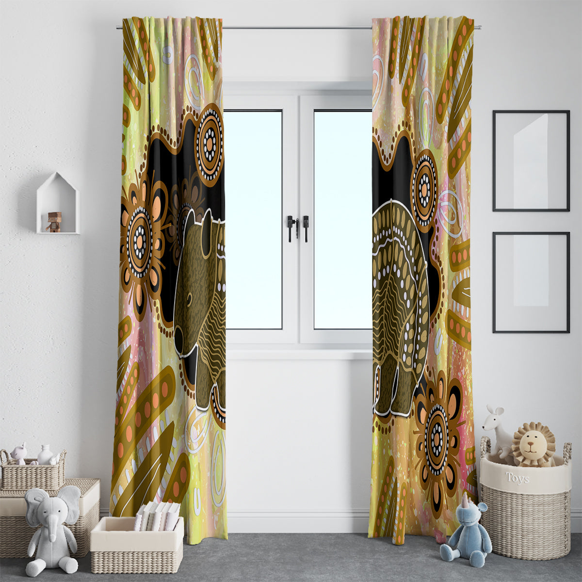 Australia Opal Wombat Window Curtain Aussie Aboriginal Art