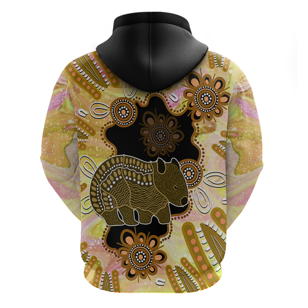 Australia Opal Wombat Zip Hoodie Aussie Aboriginal Art