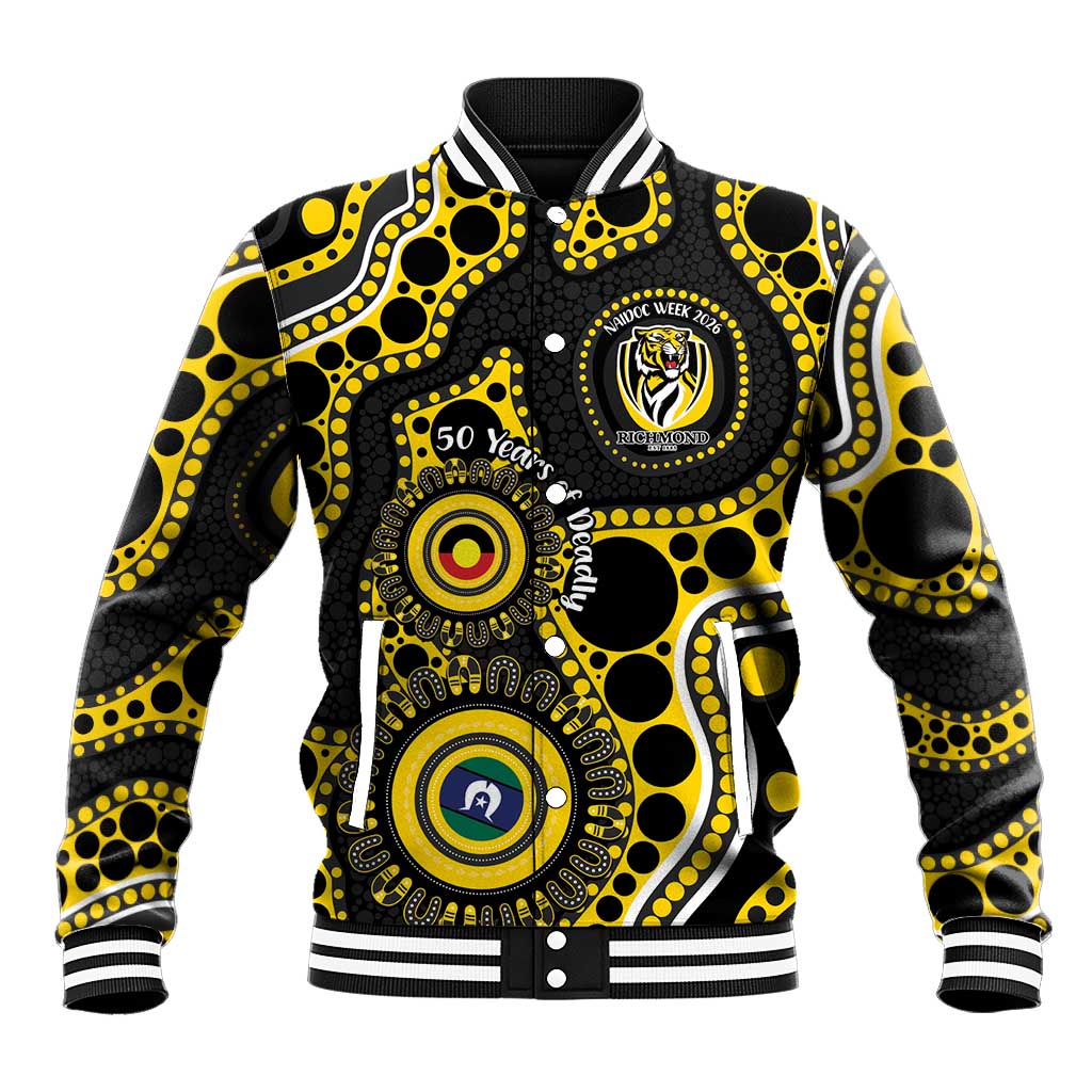 Richmond NAIDOC Week 2026 Personalised Baseball Jacket 50 Years of Deadly Aboriginal Art