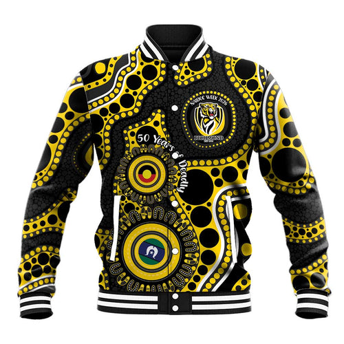 Richmond NAIDOC Week 2026 Personalised Baseball Jacket 50 Years of Deadly Aboriginal Art