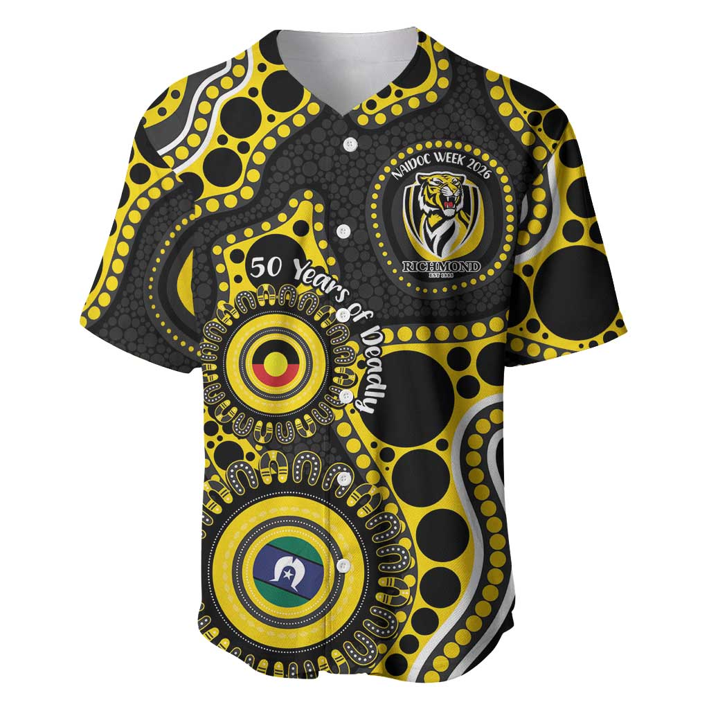 Richmond NAIDOC Week 2026 Personalised Baseball Jersey 50 Years of Deadly Aboriginal Art