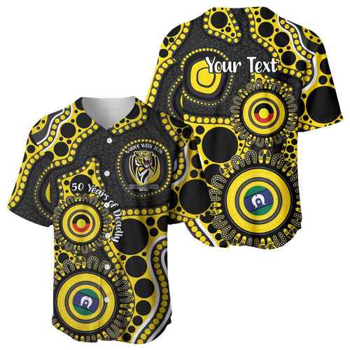 Richmond NAIDOC Week 2026 Personalised Baseball Jersey 50 Years of Deadly Aboriginal Art