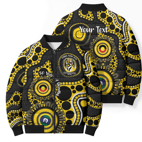 Richmond NAIDOC Week 2026 Personalised Bomber Puffer Jacket 50 Years of Deadly Aboriginal Art