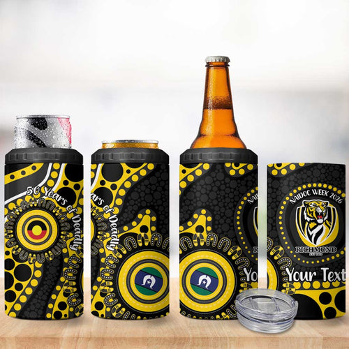 Richmond NAIDOC Week 2026 Personalised 4 in 1 Can Cooler Tumbler 50 Years of Deadly Aboriginal Art