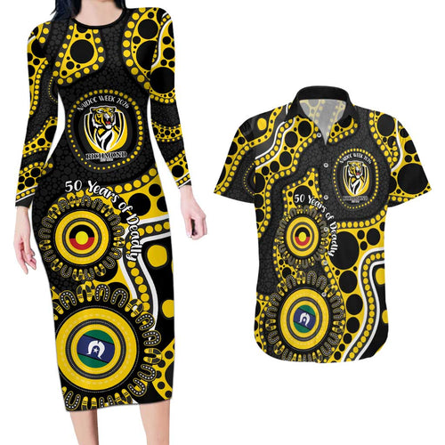 Richmond NAIDOC Week 2026 Personalised Couples Matching Long Sleeve Bodycon Dress and Hawaiian Shirt 50 Years of Deadly Aboriginal Art