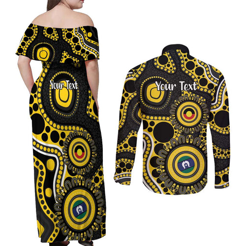 Richmond NAIDOC Week 2026 Personalised Couples Matching Off Shoulder Maxi Dress and Long Sleeve Button Shirt 50 Years of Deadly Aboriginal Art