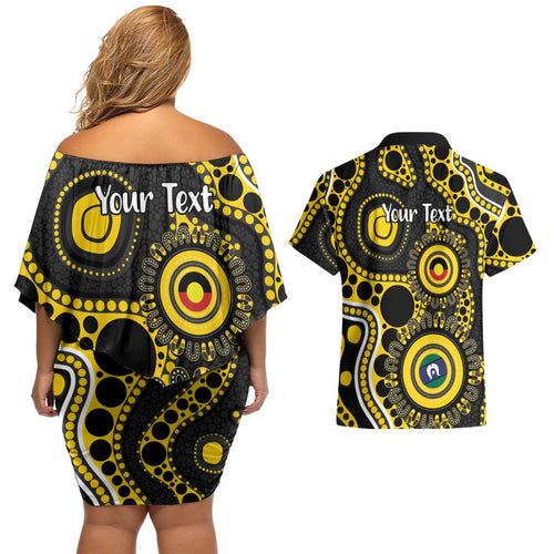 Richmond NAIDOC Week 2026 Personalised Couples Matching Off Shoulder Short Dress and Hawaiian Shirt 50 Years of Deadly Aboriginal Art