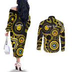 Richmond NAIDOC Week 2026 Personalised Couples Matching Off The Shoulder Long Sleeve Dress and Long Sleeve Button Shirt 50 Years of Deadly Aboriginal Art