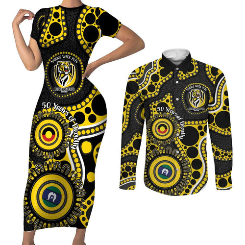 Richmond NAIDOC Week 2026 Personalised Couples Matching Short Sleeve Bodycon Dress and Long Sleeve Button Shirt 50 Years of Deadly Aboriginal Art