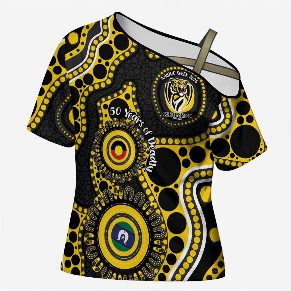 Richmond NAIDOC Week 2026 Personalised Cross Shoulder Shirt 50 Years of Deadly Aboriginal Art