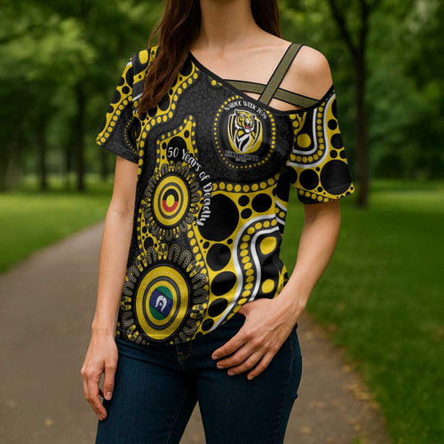Richmond NAIDOC Week 2026 Personalised Cross Shoulder Shirt 50 Years of Deadly Aboriginal Art