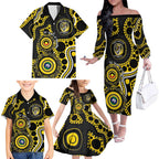 Richmond NAIDOC Week 2026 Personalised Family Matching Off The Shoulder Long Sleeve Dress and Hawaiian Shirt 50 Years of Deadly Aboriginal Art