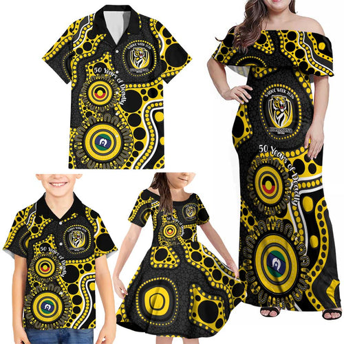 Richmond NAIDOC Week 2026 Personalised Family Matching Off Shoulder Maxi Dress and Hawaiian Shirt 50 Years of Deadly Aboriginal Art